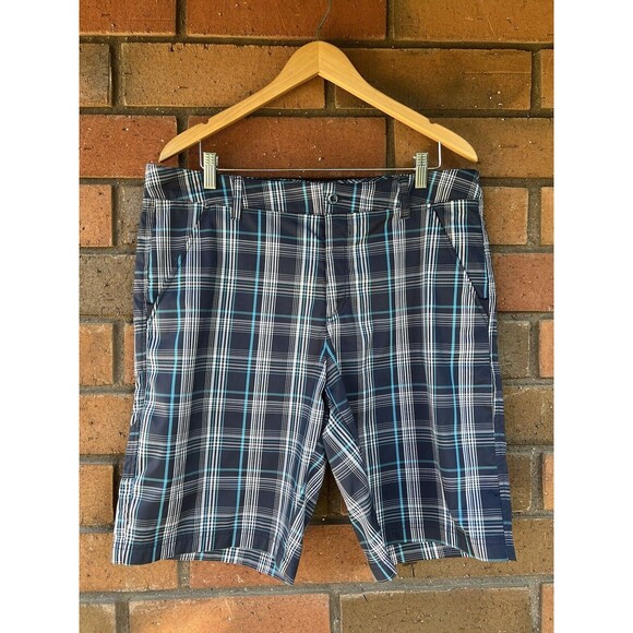 Fila Sport Bermuda Shorts Golf Plaid Striped Flat Front | Blue | Size 36‎ - Picture 1 of 11